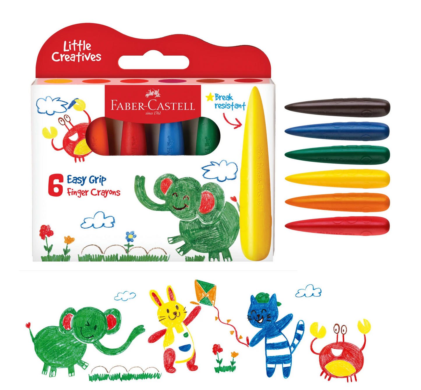 Little Creatives 6 Easy Grip Finger Crayons by Faber-Castell