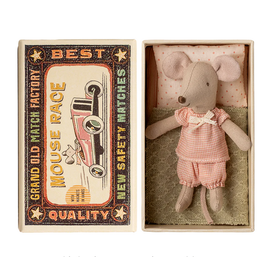 Little sister mouse in matchbox by Maileg