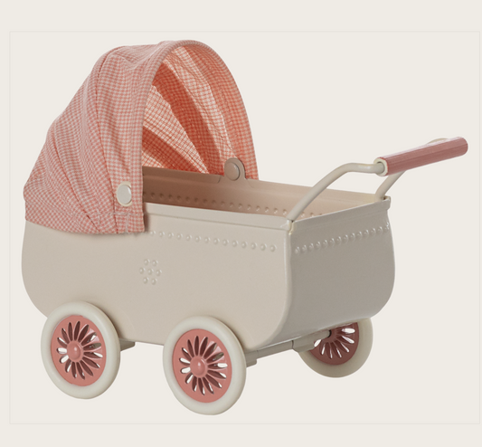 2025 Maileg  Pram, Mouse - Coral