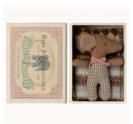 Maileg Sleepy wakey baby mouse in matchbox - Rose