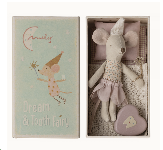Maileg Tooth fairy mouse, Little sister in matchbox