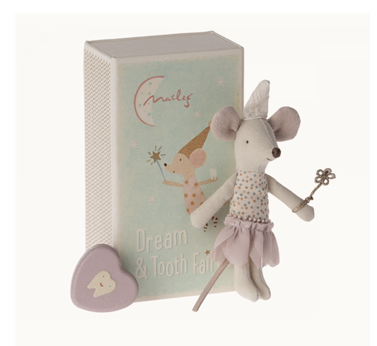 Maileg Tooth fairy mouse, Little sister in matchbox