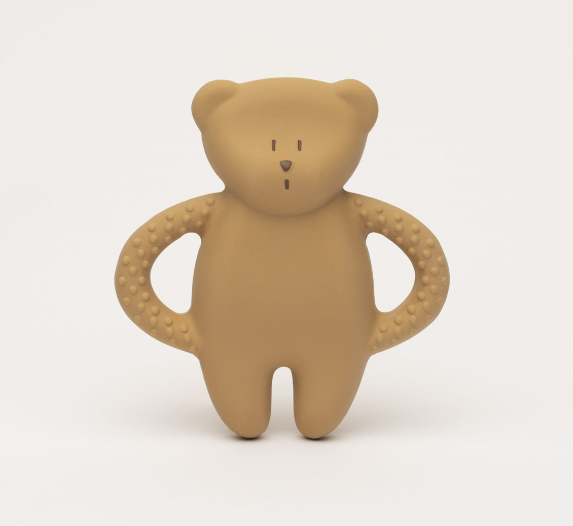Moonie Bear Natural Rubber Teether - Cappuccino