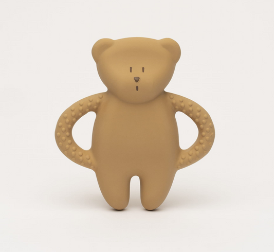 Moonie Bear Natural Rubber Teether - Cappuccino