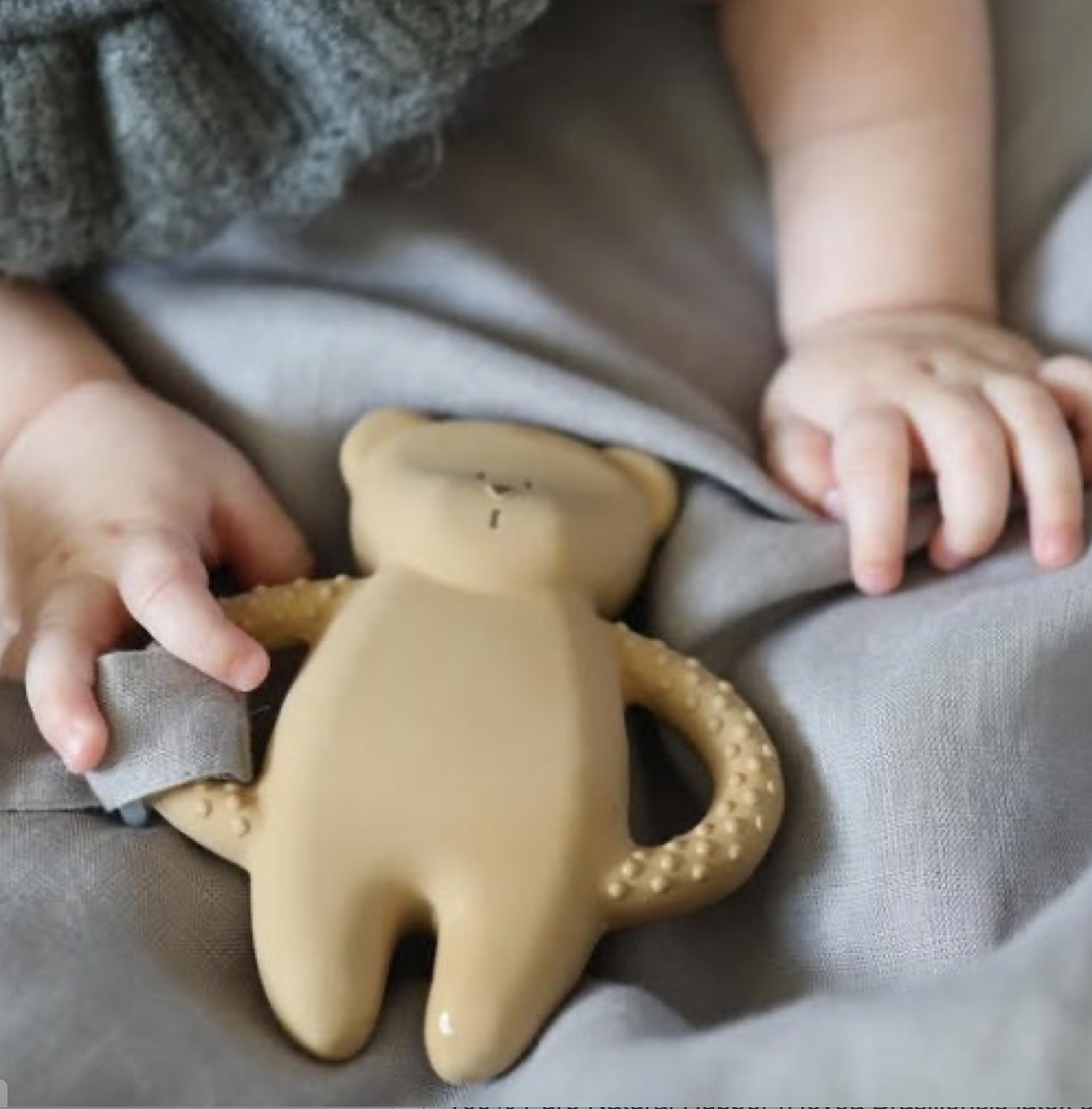 Moonie Bear Natural Rubber Teether - Sand