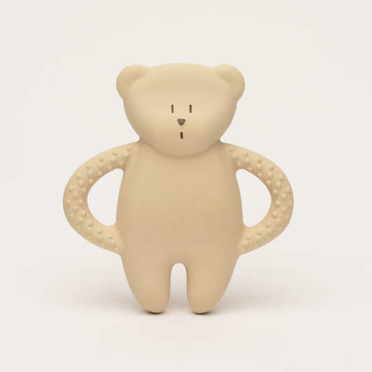 Moonie Bear Natural Rubber Teether - Sand
