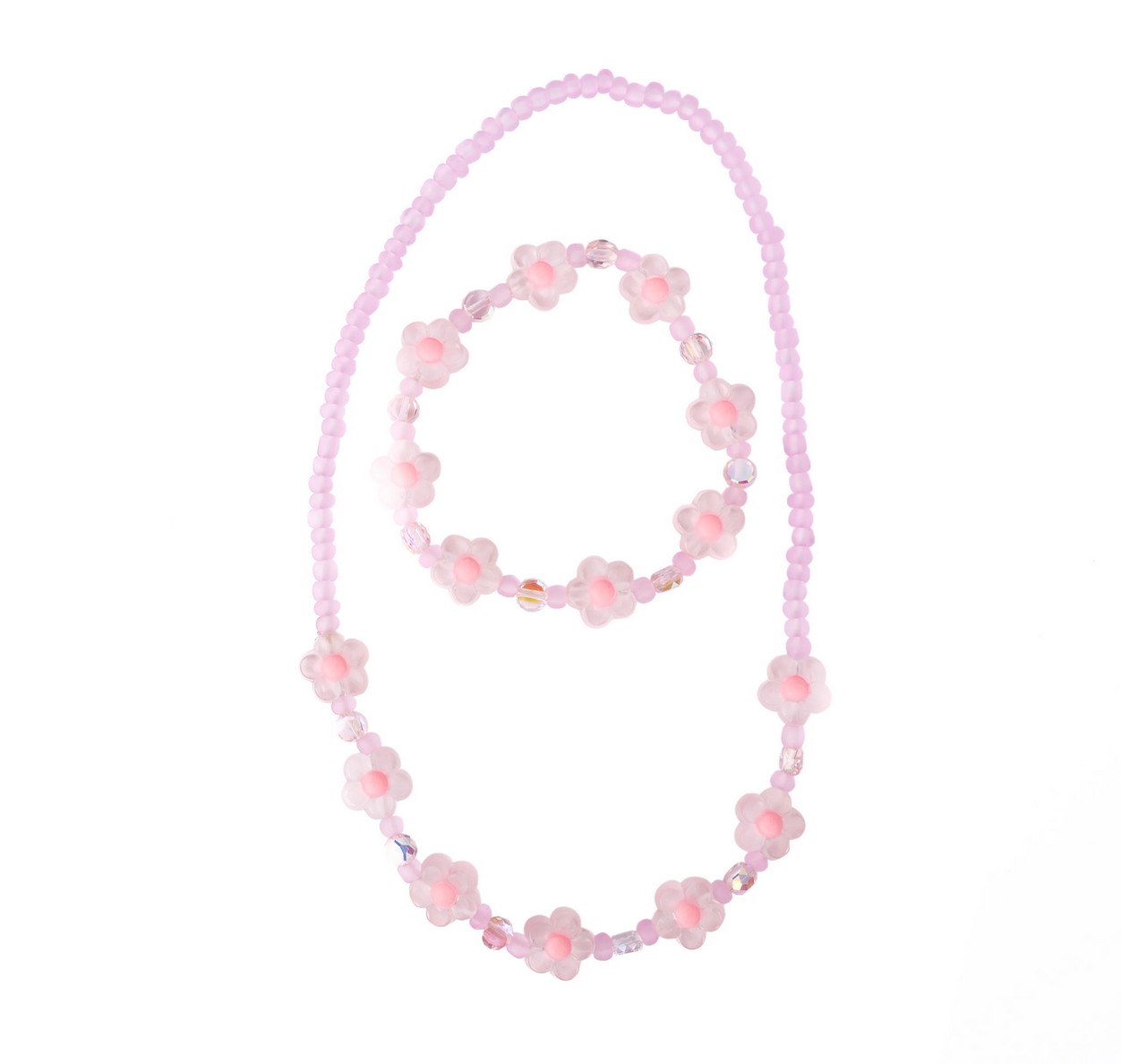 Pink Crystal Blooms Necklace and Bracelet Set by Great Pretenders