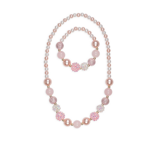 Pinky Pearl Necklace & Bracelet Set