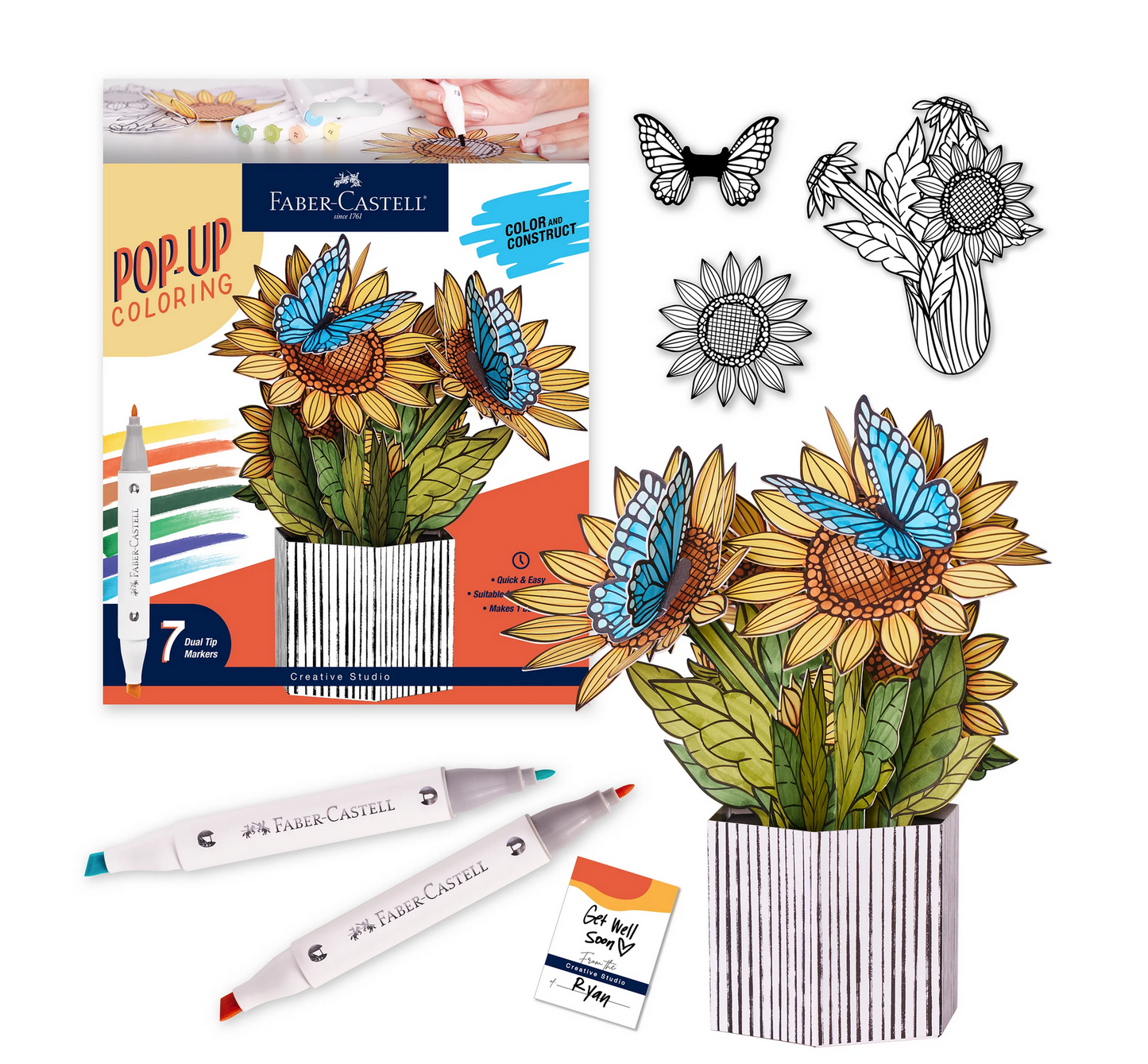 Pop Up Coloring Bouquet - Sunflowers & Butterflies  by Faber-Castell