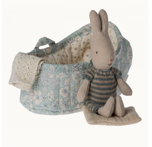 Rabbit in carry cot , Blue by Maileg