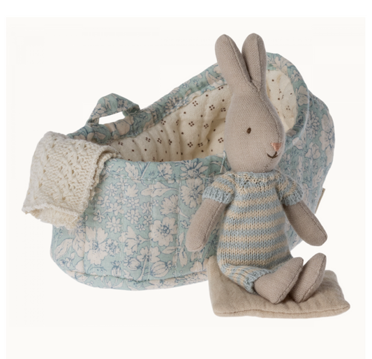 Rabbit in carry cot , Light Blue by Maileg