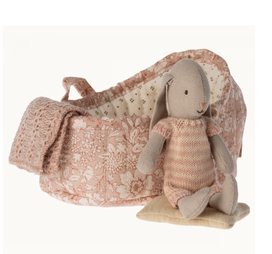Rabbit in carry cot , LIght  Pink by Maileg