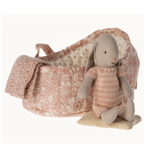 Rabbit in carry cot , LIght  Rose by Maileg