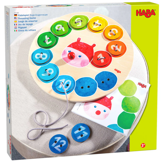 Rainbow Caterpillar Counting Threading Game by Haba