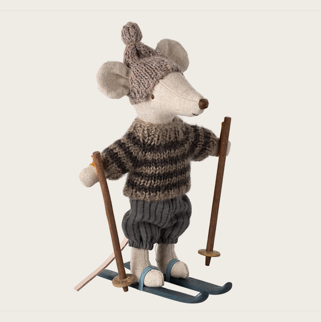 Maileg  Winter mouse with ski set, Big brother - Grey