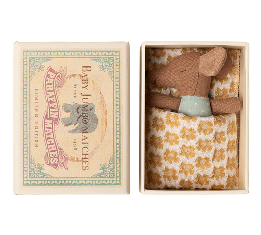 Sleepy wakey baby mouse in matchbox - Blue  by Maileg