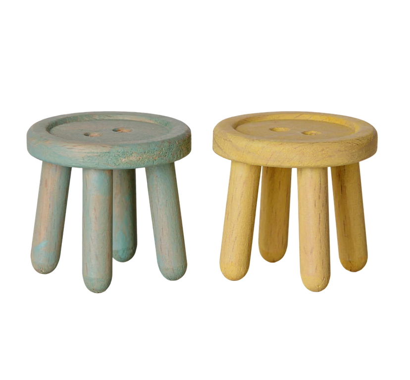 Stool set, Mouse - Mint/Light yellow  by Maileg