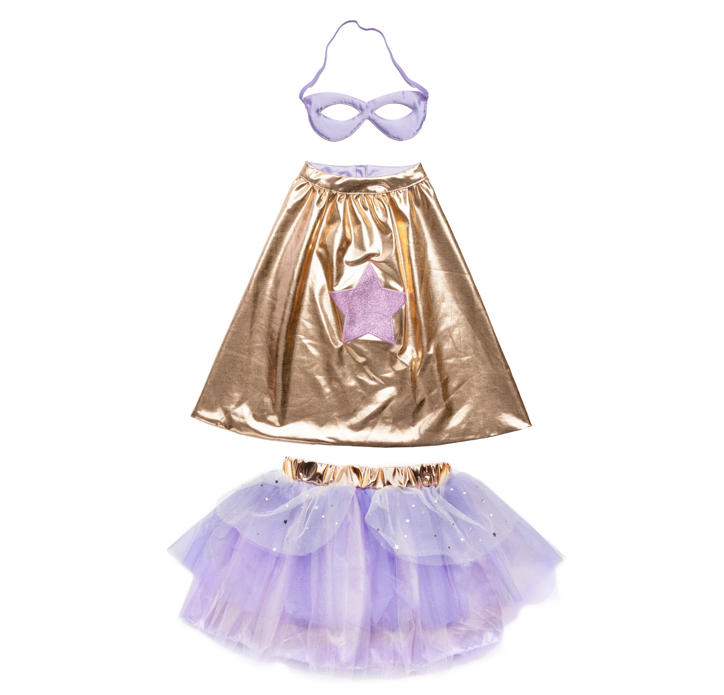 Super-duper Tutu, Cape & Mask, Metallic Rose Gold & Lilac by Great Pretenders