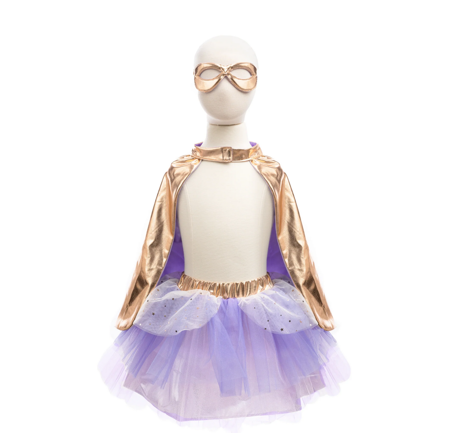 Super-duper Tutu, Cape & Mask, Metallic Rose Gold & Lilac by Great Pretenders