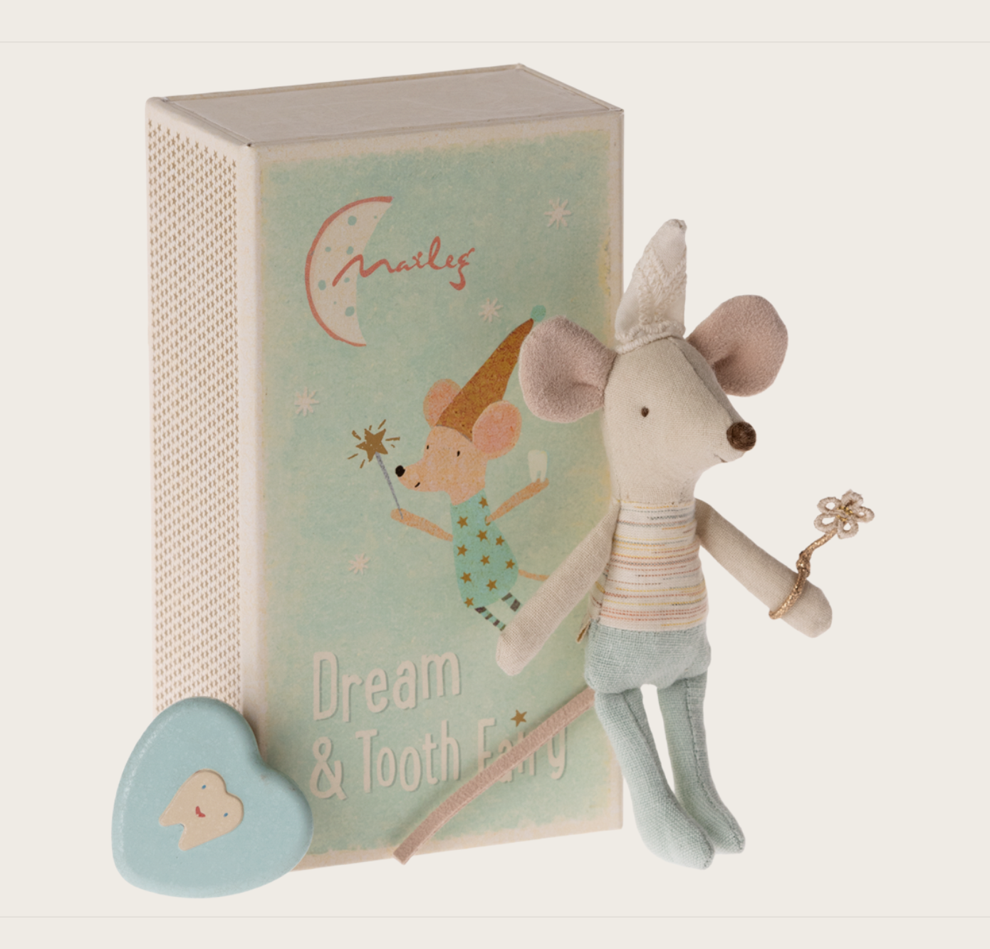 Tooth fairy mouse, Little brother in matchbox by Maileg