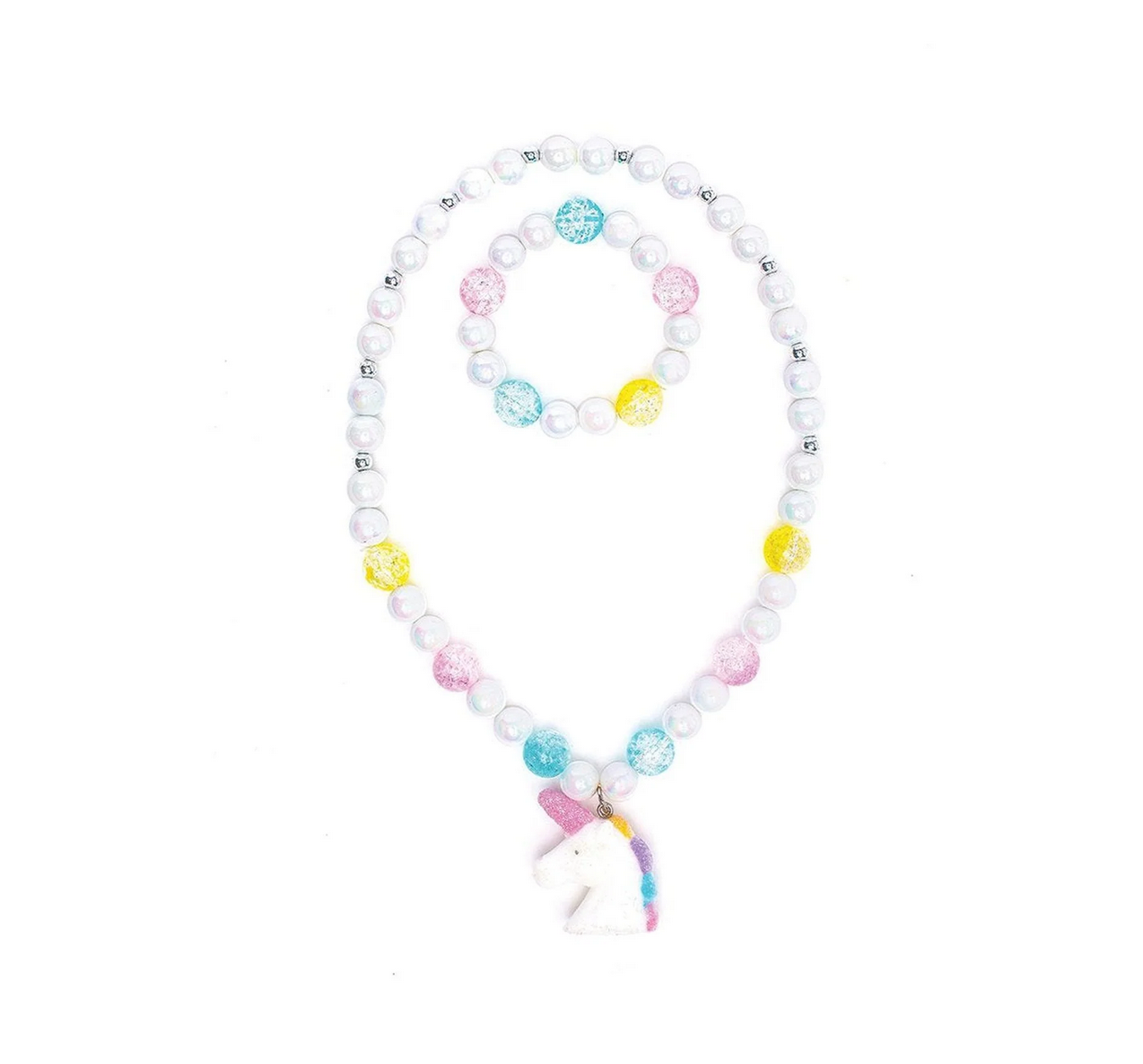 White Unicorn Necklace & Bracelet Set