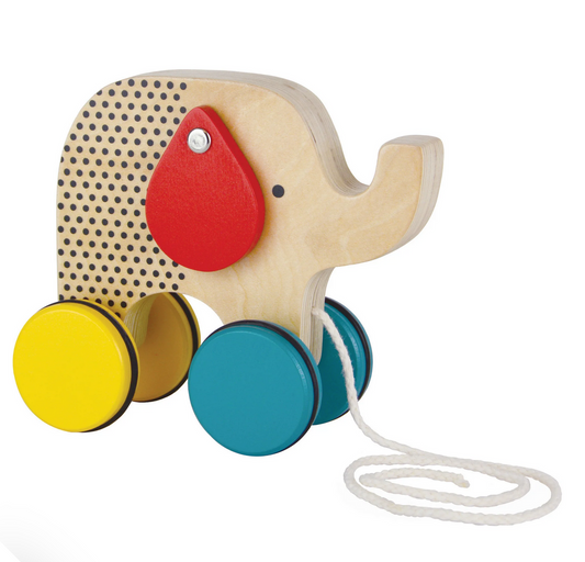 Wooden Jumbo Jumping Elephant Pull Toy