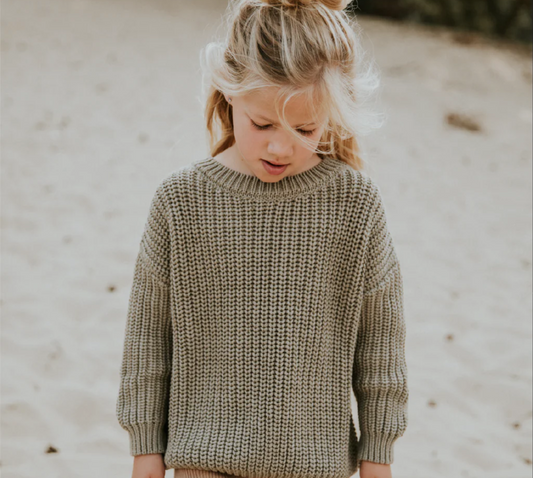 YUKI Chunky Knitted Sweater Child - SAGE