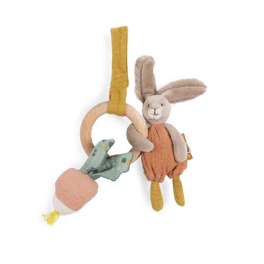 Trois Petits Lapins - Rabbit Wooden Ring Rattle By Moulin Roty