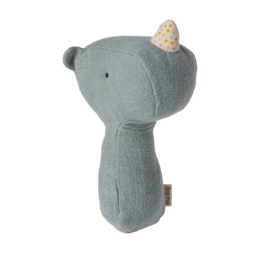 Maileg Lullaby friends, Rhino rattle - Dusty Blue