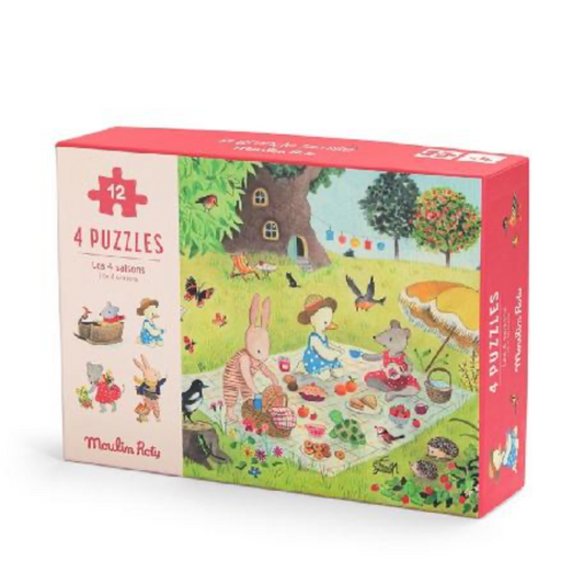 Grande Famille - Seasons Mini Puzzles 4x12pcs by Moulin Roty