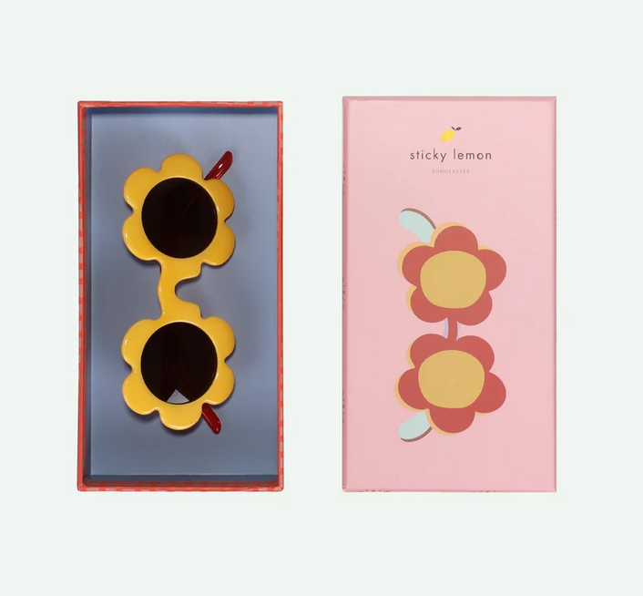 sunglasses | flower | apple juice + red apple by Sticky Lemon