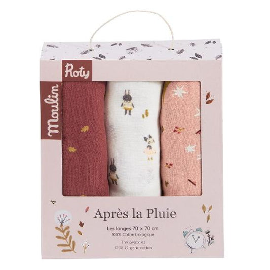 Apres la Pluie - Muslin Squares Set of 3 By Moulin Roty