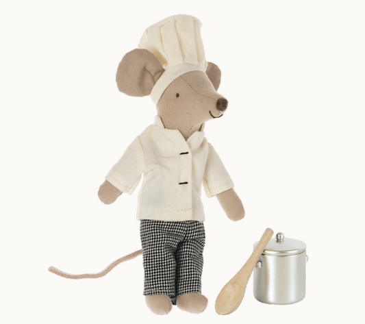 Maileg Chef mouse w. soup pot and spoon