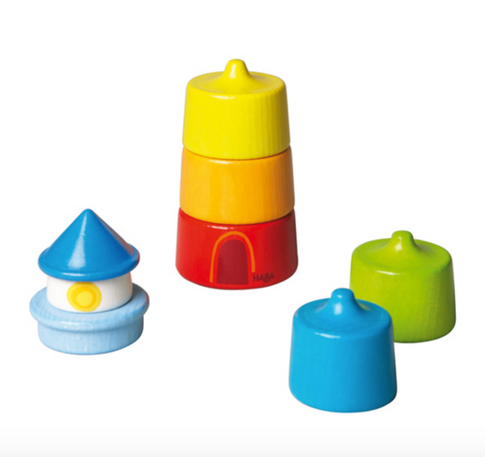 Lighthouse Wooden Rainbow Stacker by Haba