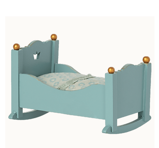 Maileg - Cradle, Baby mouse - Blue