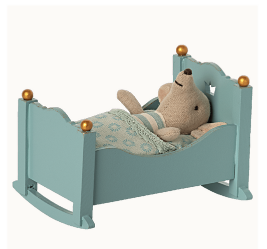 Maileg - Cradle, Baby mouse - Blue