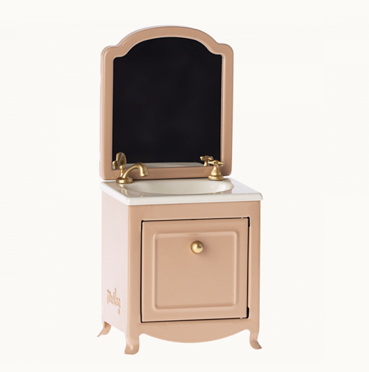 Maileg - Sink dresser w. mirror, Mouse - Dark powder