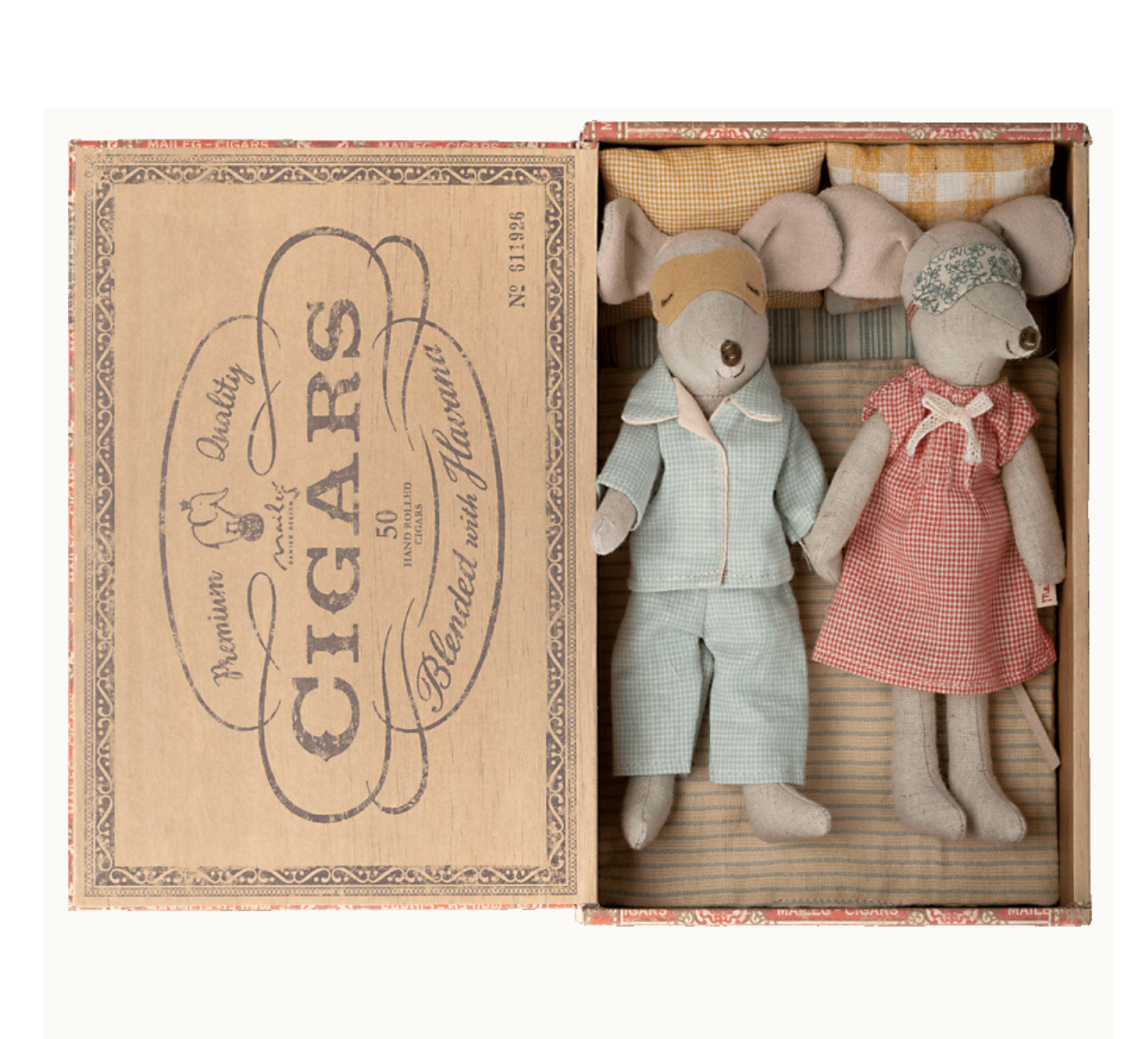 Maileg Mum and Dad Mice in Cigarbox