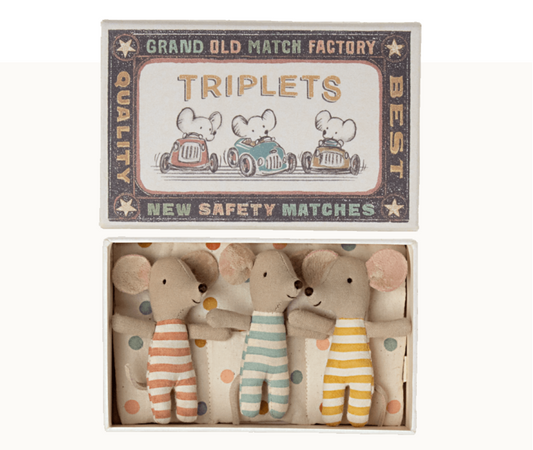 Maileg Triplets, Baby mice in matchbox