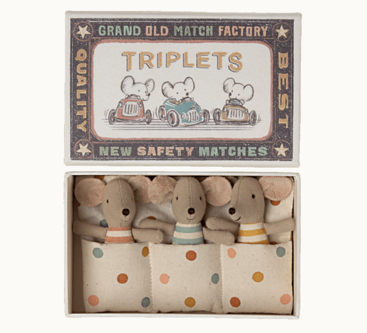 Maileg Triplets, Baby mice in matchbox
