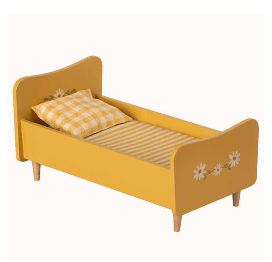 Maileg Wooden bed, Miniature - Yellow